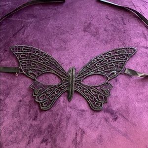 Black Crocheted Butterfly Masquerade Mask